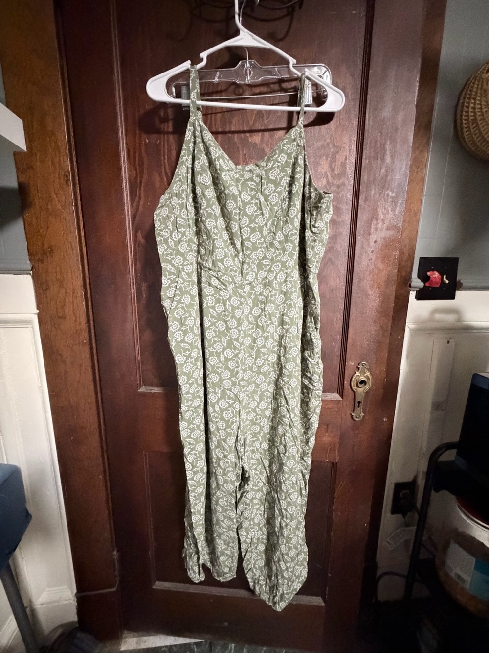 Old Navy Olive Green Floral Midi Slip Dress